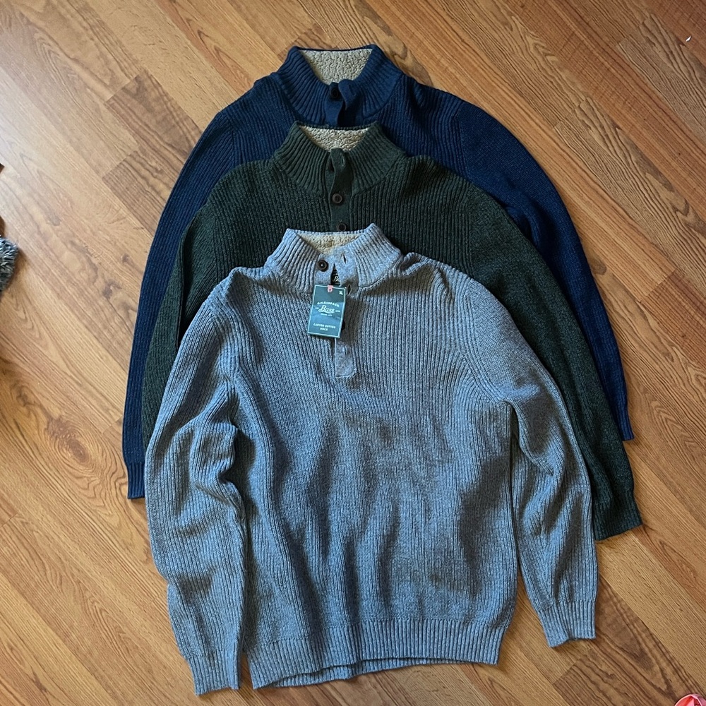 3 for 1!! G.H. Bass & Co Canyon Button Mock Sweaters XL Bundle